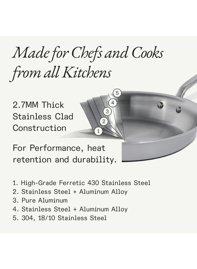 Madein Cookware - 12 Inch Stainless Steel Frying Pan - Made in Italy - 5 Ply Stainless Steel Coating - Professional Cookware - Induction Compatible - Image 2